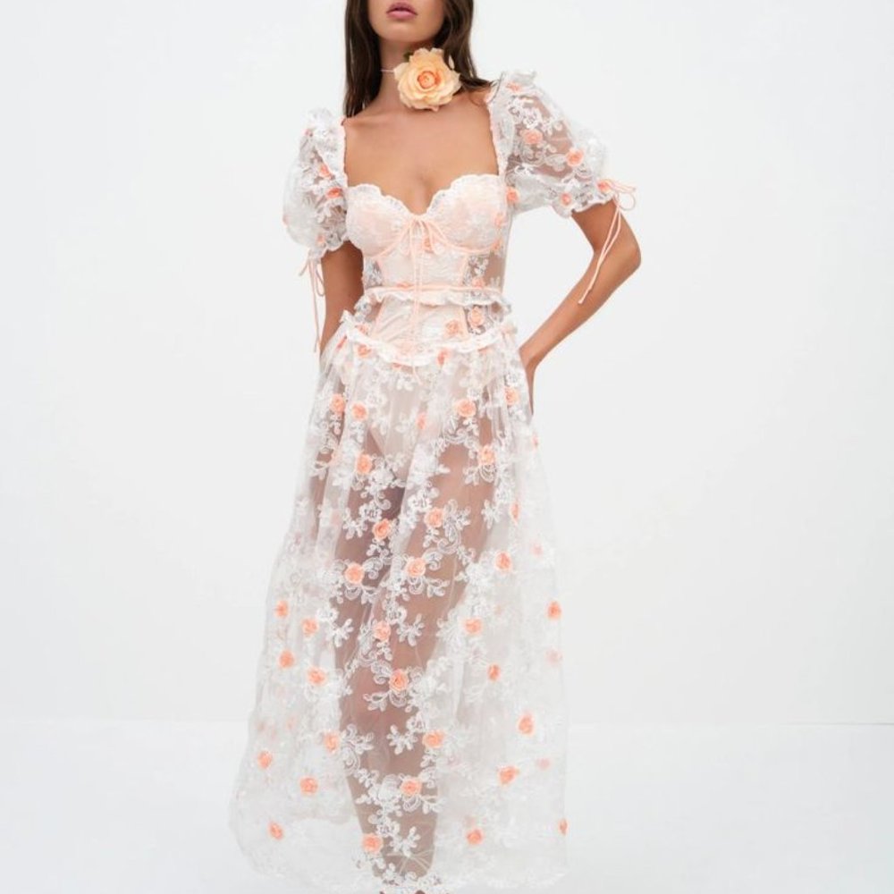 NWT Free People For Love & Lemons Tessa Midi Dress Size Small - Picture 2 of 15